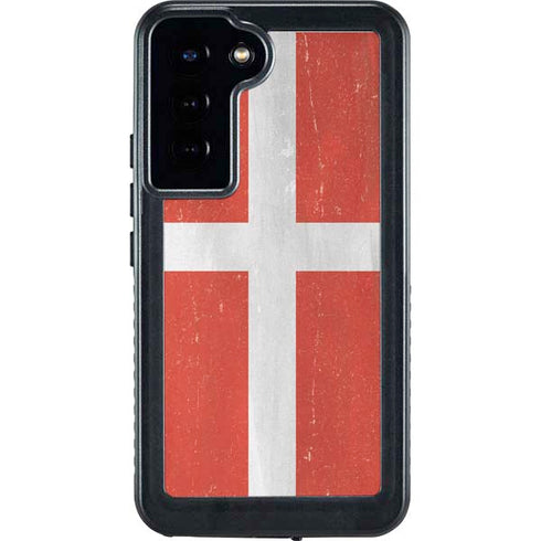 Denmark Flag Distressed Galaxy S23 Plus Waterproof Case